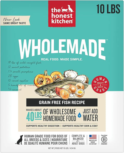 The Honest Kitchen Human Grade Wholemade™ Dehydrated Dog Food, Grain Free Fish, 10 lb (makes 40lbs)