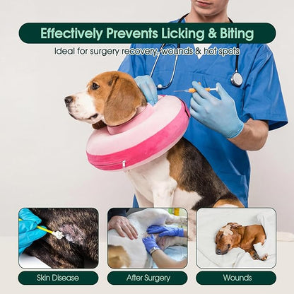 Kuoser Inflatable Dog Cone Collar, Soft Dog Cone Alternative After Surgery,Dogs Donut Collar to Stop Licking, Inflatable Doggie Neck Pillow,Comfortable Recovery E-Collar for Small Medium Large Dogs,XL