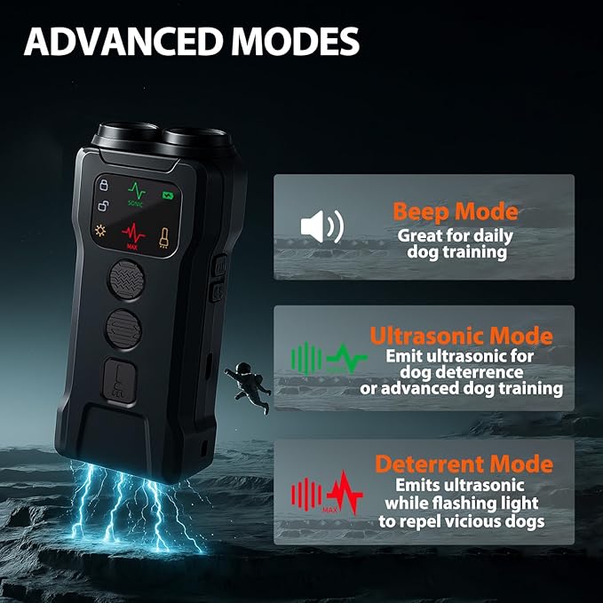 Mtmult Ultrasonic Dog Bark Deterrent - Dog Bark Deterrent Devices, Barking Deterrent Devices, Bark No More Training Aid, LED Flashlight & HD Display (Anti Barking - Grey P9)