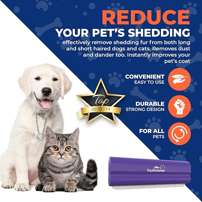 EasyGroomer Deshedding Brush for Dogs & Cats – Undercoat Grooming Tool for Short & Long Hair, Removes Loose Fur & Dirt, Reduces Shedding for Small & Large Pets, Purple
