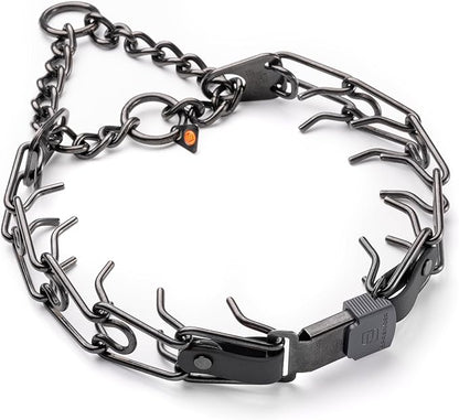 Herm Sprenger Black Stainless Steel Dog Collar with Quick Release ClicLock Buckle O-Ring Biothane Insert Training Collar Made in Germany (Black, 25in x 4.0mm(Neck Size up to21-22in))