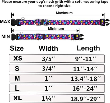Valentines Martingale Collar for Dogs with Buckle No Pull Adjustable Nylon Limited Slip Training Dog Collars (Purple Love, Medium)