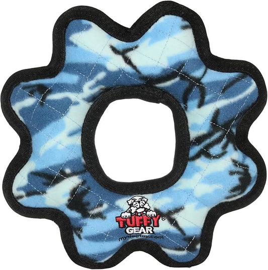 TUFFY- World's Tuffest Soft Dog Toy- Ultimate Gear Ring Camo Blue-Squeakers - Multiple Layers. Made Durable, Strong & Tough.Interactive Play (Tug,Toss & Fetch).Machine Washable & Floats