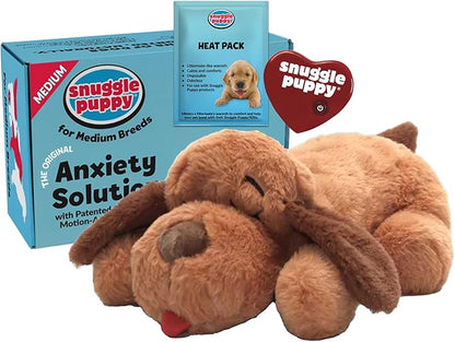 Snuggle Puppy Original Heartbeat Puppy Toy with Real-Feel Pulse & Heat Pack, Calming Sleep Aid for Puppy Anxiety, Crate Training, First Nights & New Puppy Transition - Biscuit