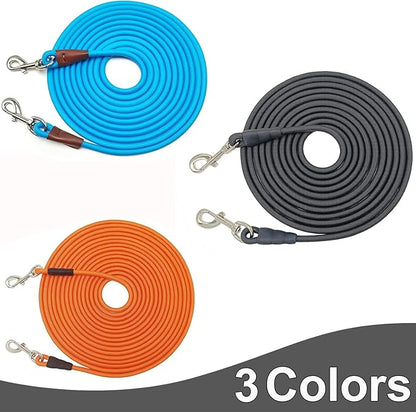 65FT Dog Tie Out Leash, Long Tether 8-10-13-15-20-25-30-35-40-50 FT Nylon Rope Check Cord for Medium Large Dogs Outdoor Yard Playing Camping Backyard (Black, 3/8")