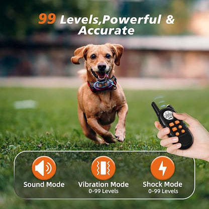 Tiniest Dog Shock Collar, Lightest Dog Training Collar with Remote for Small Dogs 5-30lbs & Medium Large Dogs/Puppies, Waterproof, Rechargeable, 1300ft Range (Orange&Ultra Tiny)