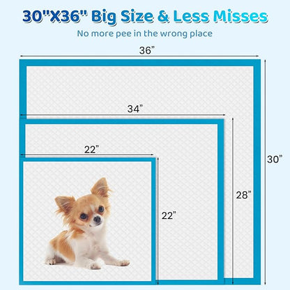 Upgrade Leak-Proof Pet Training and Puppy Pads, Jumbo Pee Pads for Dogs with Thicken Polymer Heavy Absorbency, Quick Dry Disposable Pee Pads for Cats Dogs (30, Regular 30''x36'')