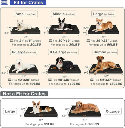 Plush Orthopedic Dog Bed for Medium Dogs & Puppies, Waterproof Dog Beds 29x18 Inch with Removable Washable Cover, Egg Crate Foam Flat Pet Mat, Black