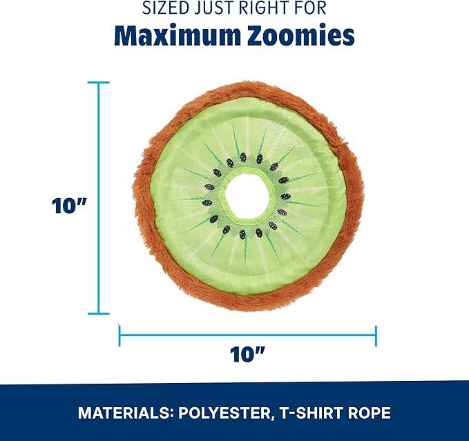 Barkbox Kiweeeee! Flying Disc Dog Toy | Fluff-Free Crinkle Disc with T-Shirt Rope Edge | Durable Fetch Toy for Dogs & Puppies Who Love to Toss & Chase