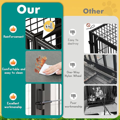 XPIY Large Dog Crate –59 Inch Metal Kennel for Medium and Small Dogs, Safe Indoor & Outdoor XL Big Puppy Cage, Pet Playpen Yard, Dog Fence Playpen Easy Assembly (Black)