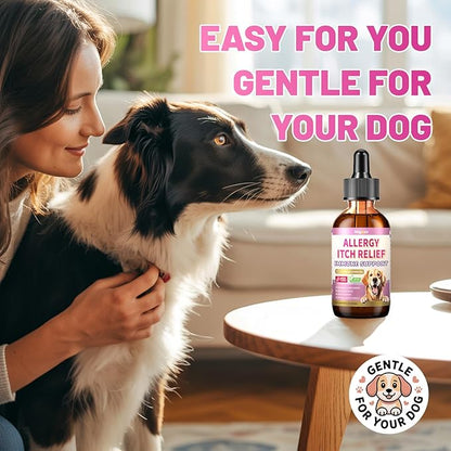 Wagmee Allergy Relief Drops for Dogs, Dog Itchy Skin Relief & Natural Anti Itch Yeast with Omega-3, Turmeric for Dogs Ears Paw Relief - Dog Seasonal Allergies, Skin & Coat Immune Supplement