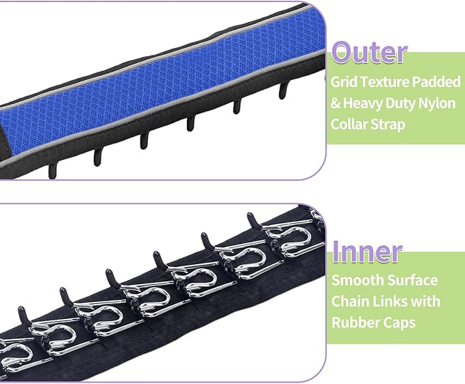 Martingale No Pull Dog Collar for Large Medium Dogs Training Walking, Heavy Duty Nylon Reflective Adjustable Anti Pull Slip Collar with Buckle M Blue
