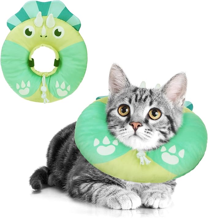 BEAUTYZOO Cat Cone, Adjustable Cat Cone Collar Soft, Cat Recovery E Collars After Surgery to Stop Licking, Protective Neck Cone Alternative Donut Collar Cute Pillow for Cats Kitten Small Dogs