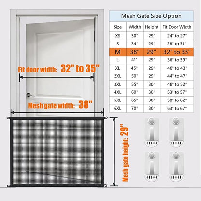 2-Pack Dog Gate for Stairs Pet Gates for The House: Dogs Screen Mesh Gate for Doorways Stairways Indoor Safety 29 inches Tall, 38 inch Wide