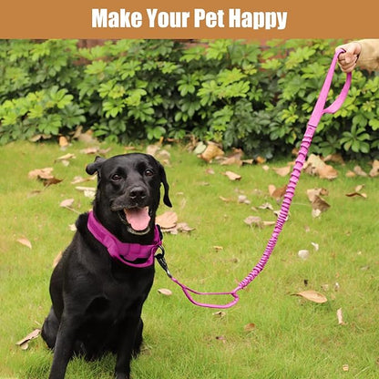 Tactical Dog Collar Leash Set, Adjustable Military Training Nylon Collar Dog Training with Control Handleand Metal Buckle, Dog Collar for Medium Large Dogs (Pink,M)