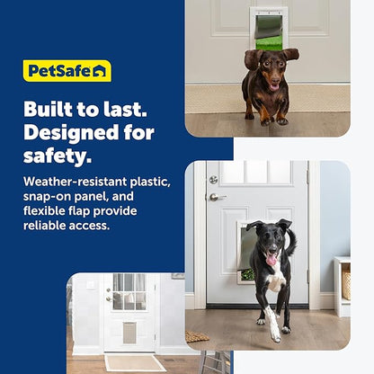 PetSafe Plastic Pet Door - Gives Your Pet Easy Outdoor Access - Durable Plastic Frame - Paintable White Frame to Match Home Decor - Snap-On Closing Panel for Safety - Simple DIY Installation - Large