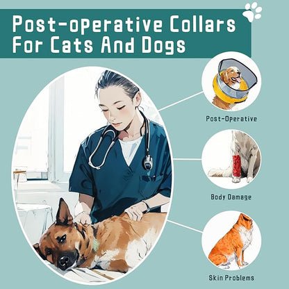 Ovatt PVC inflatable pet collar for small medium and large dogs after surgery ，Washable Dog Cone Collar w/Removable Hard Cone for Dogs After Surgery (Orange, L)