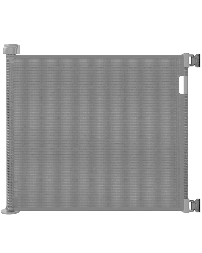 Veraste Retractable Baby Gate for Doorways and Stairs, Mesh Safety Gate for Pet, Indoor & Outdoor Use, One-Hand Operation, Easy Installation, 33.6" Tall, Expands to 71" Wide(Grey,33.6"x71")
