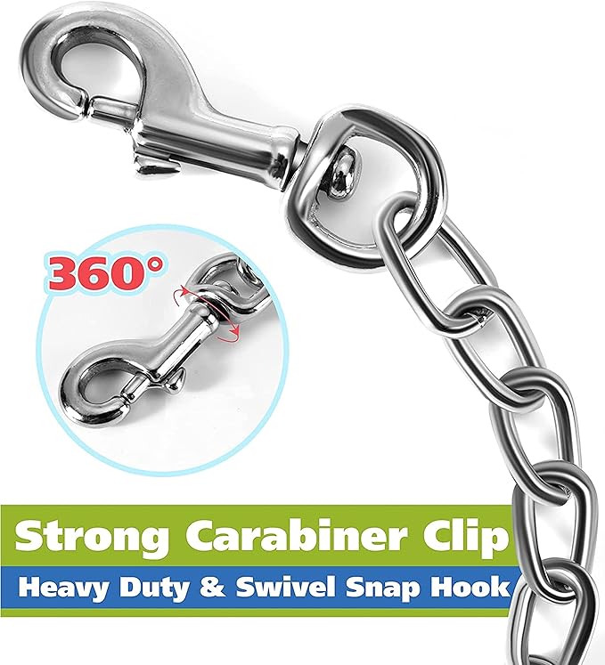 MOZETO Dog Collar Safety Clip, Stainless Steel Heavy Backup for Prong Collar, Dog Harness Collar Leash Connector (7 inches)