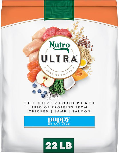 Nutro Ultra High Protein Dry Puppy Food, Chicken, Lamb and Salmon, Dry Dog Food with a Trio of Proteins, 22 lb. Bag