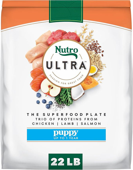 Nutro Ultra High Protein Dry Puppy Food, Chicken, Lamb and Salmon, Dry Dog Food with a Trio of Proteins, 22 lb. Bag
