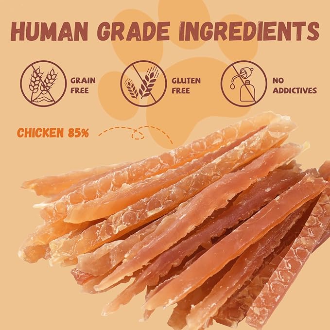 Pawmate Chicken Jerky Strips Dog Treats, Natural Dehydrated Chicken Snacks w/Taurine, Soft & Chewy Training Treats for Small Medium Large Dogs, Rawhide-Free, Grain-Free, 10.6 oz