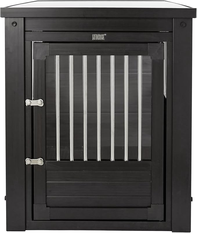 New Age Pet ECOFLEX InnPlace Dog Crate & End Table, Indoor Furniture Style Pet Kennel for Small, Medium, Large & XL Dogs, Durable Composite, Espresso Black, Large
