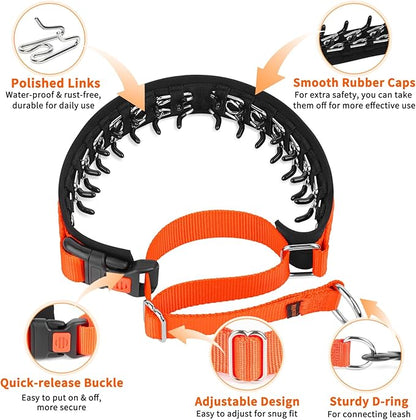 Mayerzon Martingale No Pull Collar for Medium Large Dogs, Patented Anti Pull Dog Collar with Buckle for Walking Training, with Neoprene Padding and Reflective Stitching, Adjustable(Sunset Orange, L)