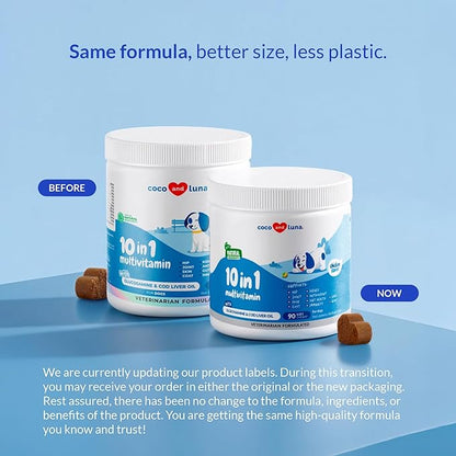 Multivitamin for Dogs - Glucosamine Chondroitin for Joint Support + Digestive Enzymes & Probiotics - Cod Liver Oil & Vitamins with Coq10 for Skin & Heart Health, Gut & Immune Support