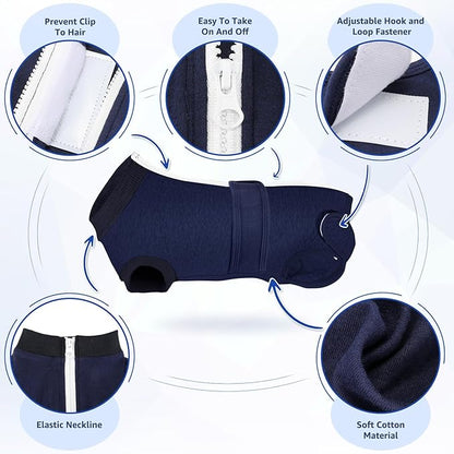 Lukovee Recovery Suit for Dogs, Zipper On Recovery Suit for Female Male Dog, Onesie Abdominal Wounds Cone E-Collar Alternative Prevent Licking Spay Recovery Suit (XL, DBL)