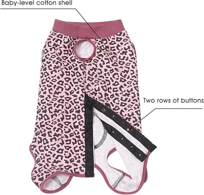 Jiupety Dog Surgical Recovery Suit Adjustable, Not Fit Slim and Long Body, Dogs Suit for Surgery Recovery, M Size, Anti-Licking Surgical Dog Onesies, Pink Leopard