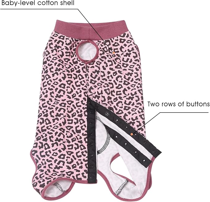 Jiupety Dog Surgical Recovery Suit Adjustable, Not Fit Slim and Long Body, Dogs Suit for Surgery Recovery, XL Size, Anti-Licking Surgical Dog Onesies, Pink Leopard