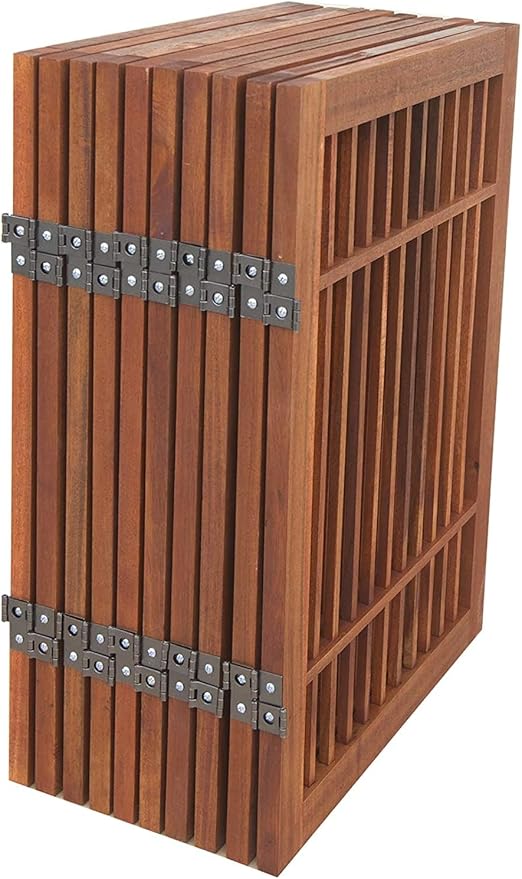 Urnporium Freestanding Wooden Dog Gate Foldable Indoor Pet Gate No Drill Expandable Barrier for Doorways Stairs Hallway Portable Wood Fence for Small Dogs & Puppies (Brown Pet Gate, 10 Panel 24" Tall)