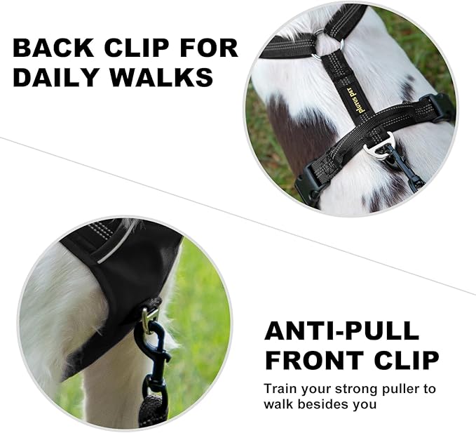 Plutus Pet No Pull Dog Harness, Reflective Adjustable Dog Vest Harness with Handle, Escape Proof, Soft Padded for Small Medium Large Dogs (Black, XL)