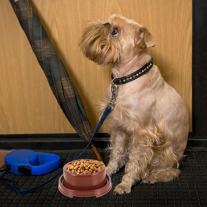 Milisten Pet Food Holder and Dog Bowl Pp Plastic Round Feeding Dish Brown for Puppy Feeding Station and Pet Supply