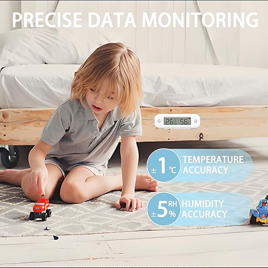 Smart Digital Thermometer Hygrometer, WiFi Indoor Temperature & Humidity Sensor for Home Use, Mini Humidity Monitor with App Remote Monitoring, Data Export, Compatible with Alexa. 1 PCS