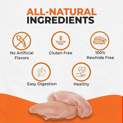 Canine Naturals Chicken Recipe Chew - Rawhide Free Dog Treats - Made From USA Raised Chicken - All-Natural and Easily Digestible - 40 Pack of 5 Inch Stick Chews