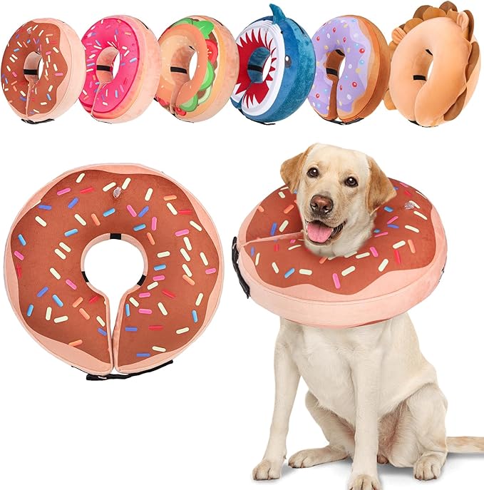 BEAUTYZOO Dog Cone Alternative After Surgery for Large Medium Small Dogs, Soft Inflatable Cone Collars for Dogs Cats, Neck Donut E Collar Dog Recovery Collar to Stop Licking, Chocolate Brown, M