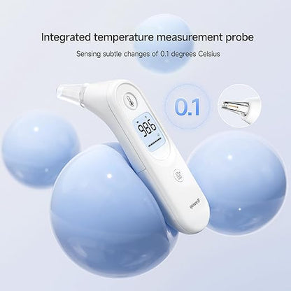 yuwell Digital Thermometer for Adults and Kids | Medical Graded Ear Thermometer, Baby and Kid Friendly | Measurement in Seconds, High Temperature Alert, Large Display, 7 Reading Storage