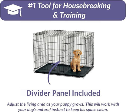 MidWest Homes for Pets 22-Inch iCrate for Extra-Small Breeds, Up to 15 lbs, Single Door Folding Dog Crate with Divider Panel, Leak-Proof Tray & Secure Latch, Portable, Durable & Easy to Assemble