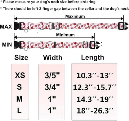 Valentines Reflective Martingale Collar for Dogs with Quick Release Buckle Cute Girl No Pull Dog Collars (Red Heart, XSmall)