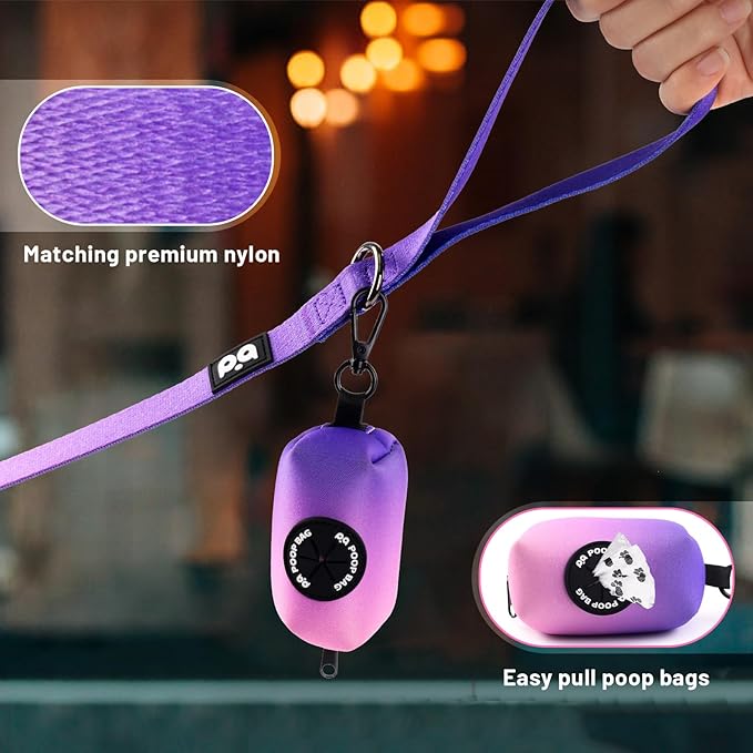 Dog Harness Collar Leash Combo,No Pull Adjustable Vest Cute for Small Puppy Medium Girl/Boy Pets with Poop Bag Holder(XSmall,Purple)