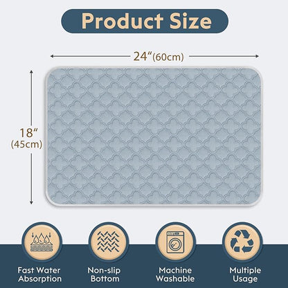 FunFurry Washable Pee Pads for Dogs - 2 Pack Reusable Pee Pads，Waterproof Puppy Pads，Pet Training Pads，Super Absorbent with Dog Paw Shape Non-Slip Backing (Light Grey, 18" X 24" - 2 Pack)