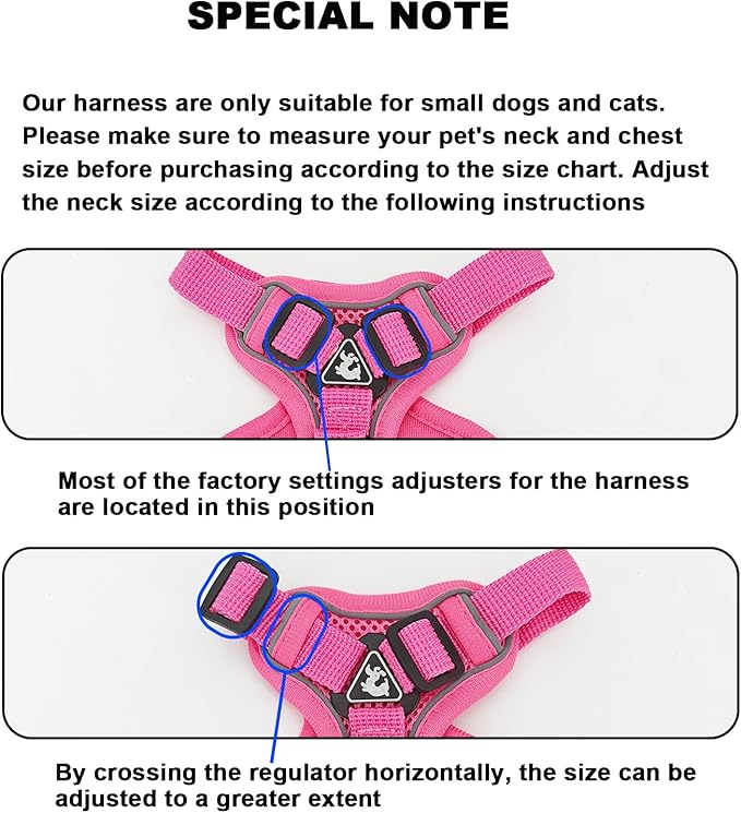 SOLMOONY Small Dog Harness,Soft Mesh Puppy Harness and Leash Set,No Escape Cat Harnesses for Training Walking,Reflective Adjustable Puppy Vest for Small Medium Dogs, Cats (Hot Pink, M)