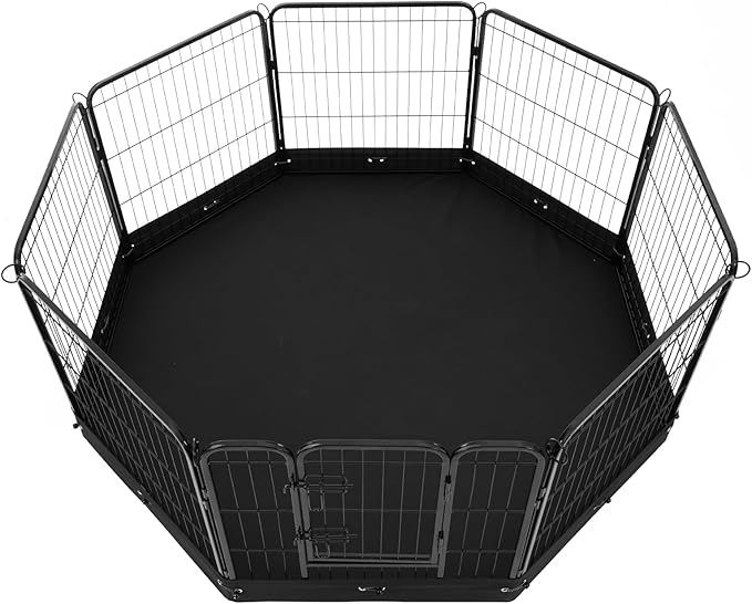 VEVOR Dog Playpen, 8 Pcs 24 x 24 in Panels Foldable Metal Pet Exercise Pen, Dog Fence Indoor and Outdoor Pen with Door, Storage Bag and Bottom Pad, Pet Playpen for Dogs, Cats and Other Small Animals