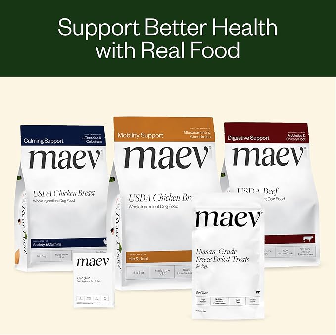 Maev Human-Grade Freeze Dried Raw Beef Liver Treats | 100% USDA Certified Single-Ingredient | Healthy, Human-Grade Dog Snacks | Perfect for Training & Sensitive Diets (Pack of 3)