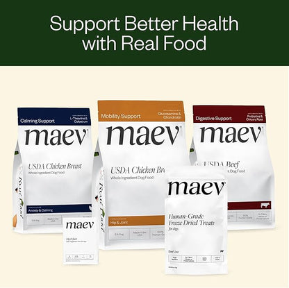 Maev Human-Grade Freeze Dried Raw Beef Liver Treats | 100% USDA Certified Single-Ingredient | Healthy, Human-Grade Dog Snacks | Perfect for Training & Sensitive Diets (Pack of 2)