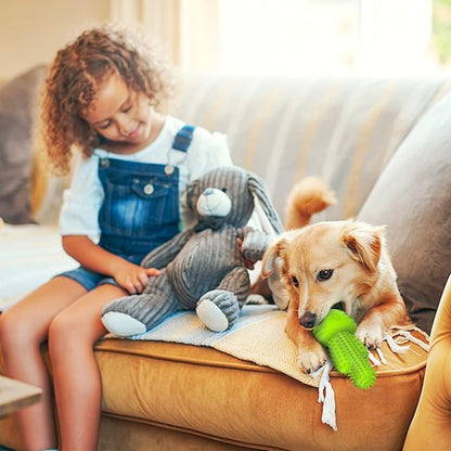 Pamlulu Christmas Dog Gifts, Dog Toys for Small Dogs Dog Toothbrush for Teething Cleaning, Rubber Squeaky Toys for Puppy