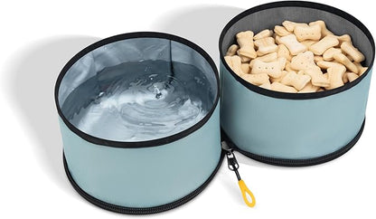 OllyDog Superbowl | Collapsible Dog Travel Bowl | 2 Compartment Food & Water | Foldable| Portable Dog Bowl | Hiking, Camping (St. Lucia)