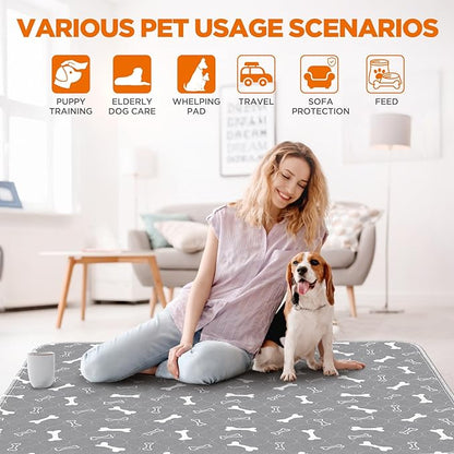 Washable Pee Pads for Dogs Large 72" x 72" 2-Pack Reusable Puppy Pads Pet Training Pads, Fast Absorb Dog Mats, Waterproof Whelping Pad, Non-Slip Protects Against Urine Leakage